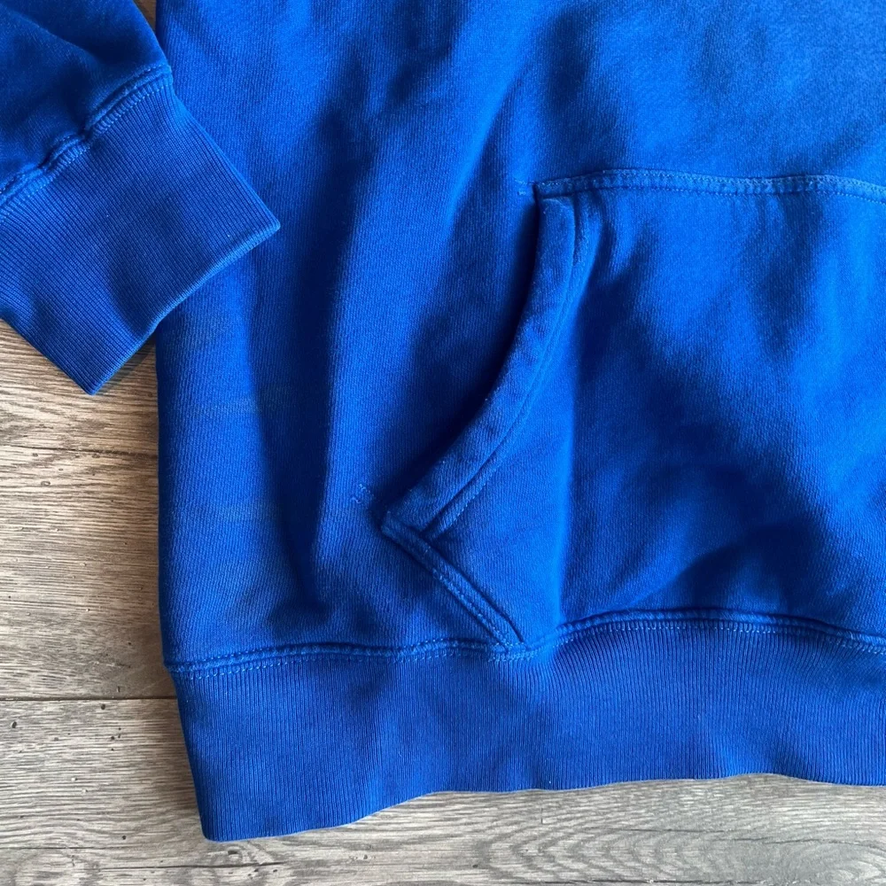 Polo Ralph Lauren Men’s Quarter Zip Hooded Sweatshirt Blue White Ombré P Logo XL